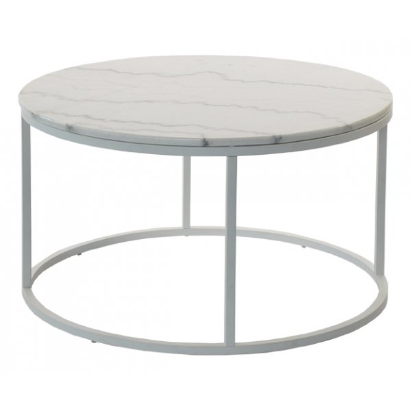 Accent sofabord rundt 85 - hvit marmor