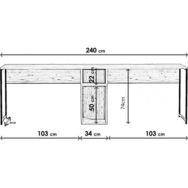 Limbo skrivebord 240x60 cm - Eik