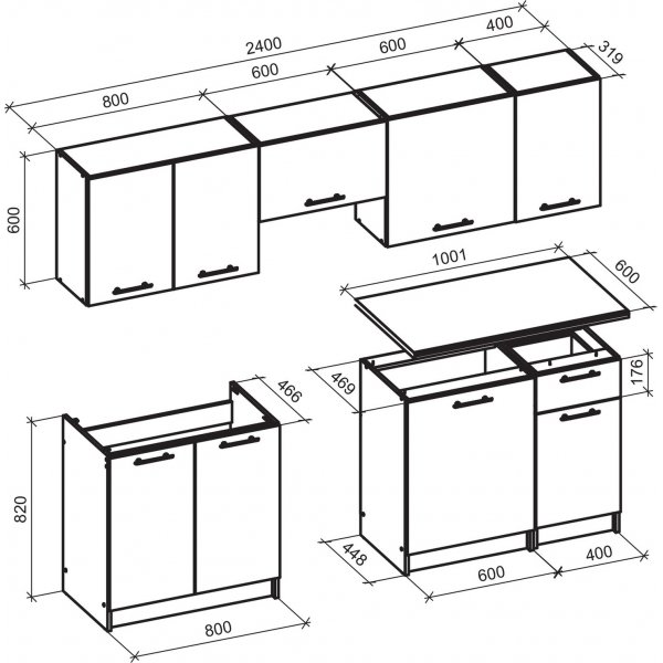 Daria komplett kjøkken 240 cm - Hvit/sonoma eik Daria komplett kjøkken 240 cm - Hvit/sonoma eik