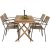 Kenya uteservering sett med 4 Lindos stoler - Beige/Sort/Teak