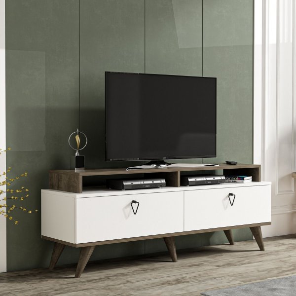 Beril mediebenk - Valnøtt/hvit Beril mediebenk - Valnøtt/hvit