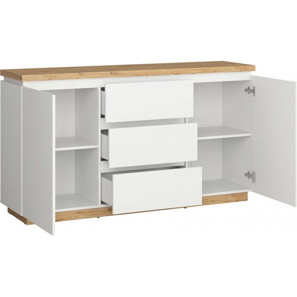 Erla skjenk - Hvit/eik