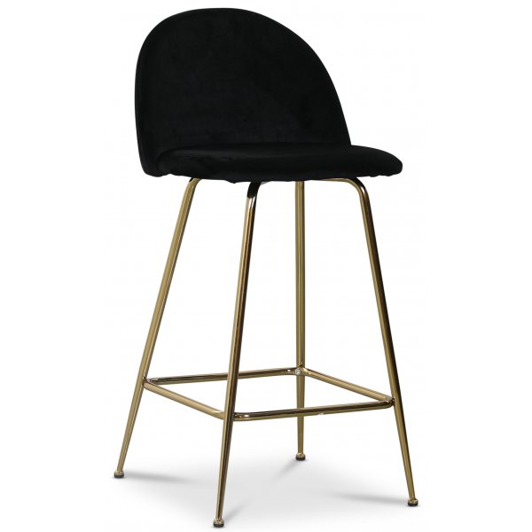 Art Velvet barstol - Svart flyel / Messing