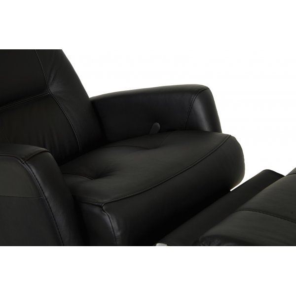 Fringe lenestol med gyngefunksjon - Svart skinn