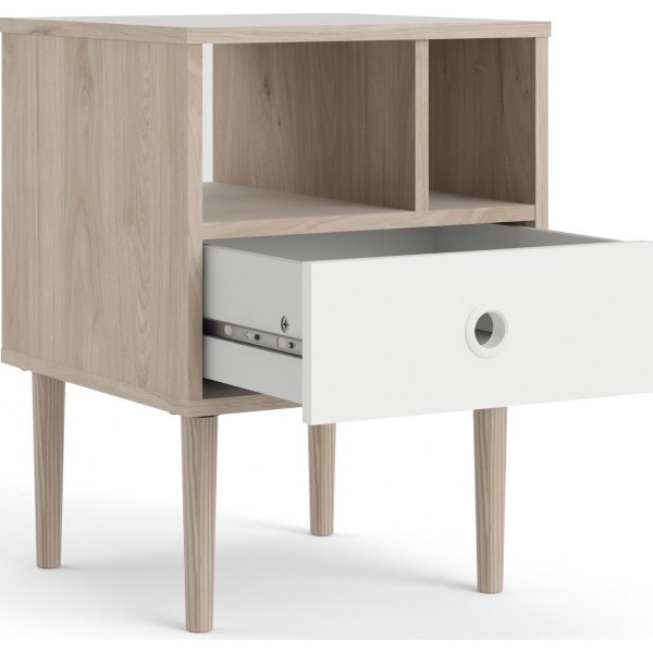 Rome nattbord - Hickory/hvit