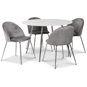 Art spisegruppe, 110 cm rundt bord + 4 st gr Art stoler + 3.00 x Mbelftter