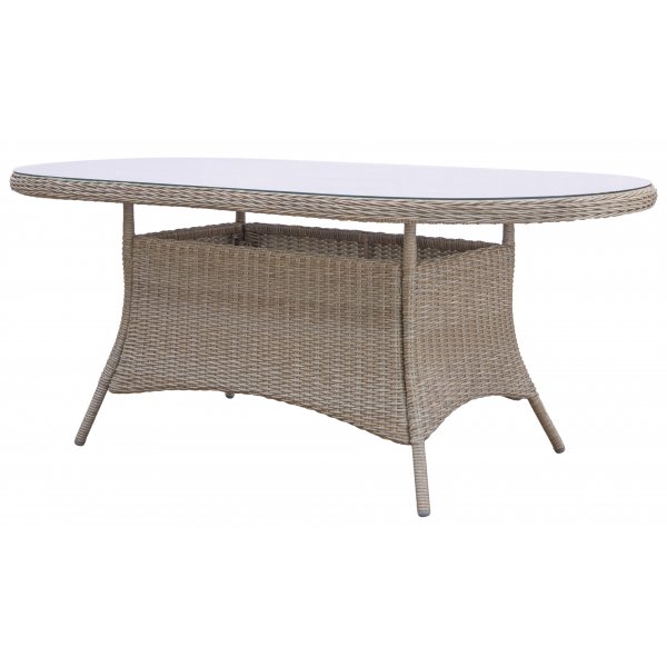 Spisegruppe: 8 stoler og spisebord 230 x 100 cm rotting - Menton/Merkur