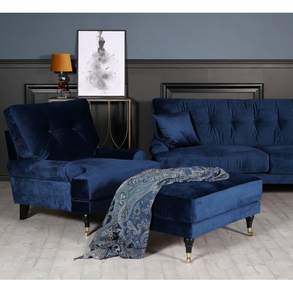 Adena 2-seters sofa i mørkeblå fløyel Adena 2-seters sofa i mørkeblå fløyel