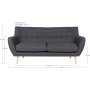 Monte 3-seters sofa - Mrkegr/bk