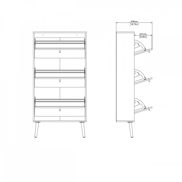 Skoskap Bodo | 3 foldedrer | Matt gr