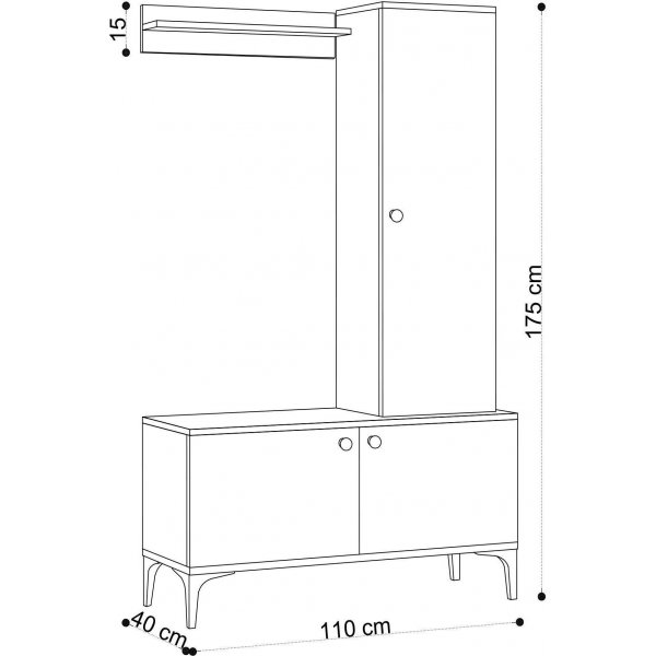 Lex gangmøbel - Eik/svart Lex gangmøbel - Eik/svart