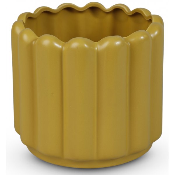 Krukke Ribb H15 cm - Lysegul