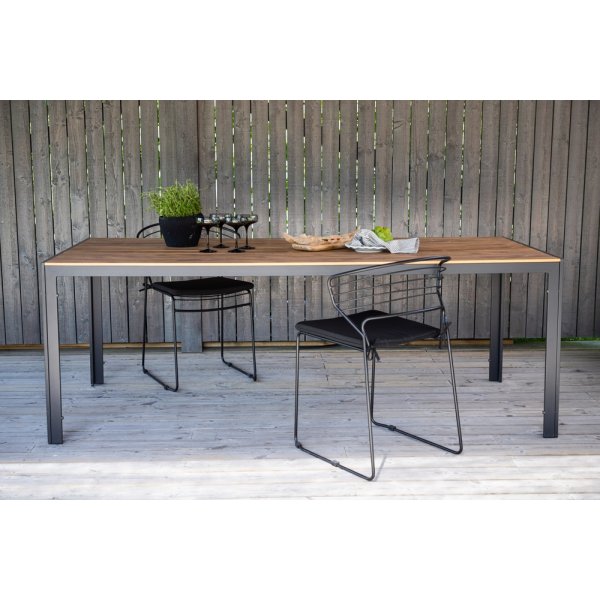 Chania spisebord 205 x 90 cm - Svart/Natur