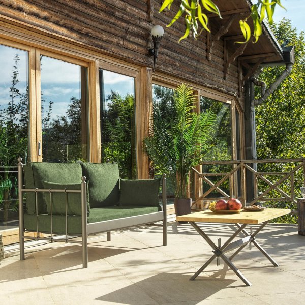 Lalas 2-seters utesofa - Brun/gr�nn