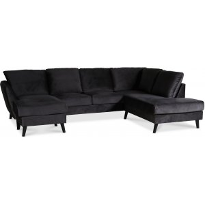 Country U-sofa med pen ende hyre - Antrasittgr (flyel) + Mbelpleiesett for tekstiler