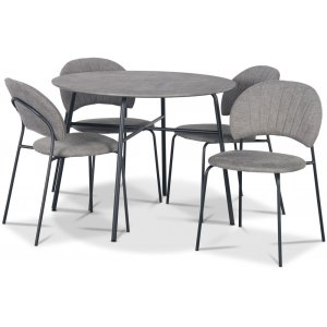 Tofta spisegruppe 100 cm bord i betongimitasjon + 4 stk Hogrn gr stoler