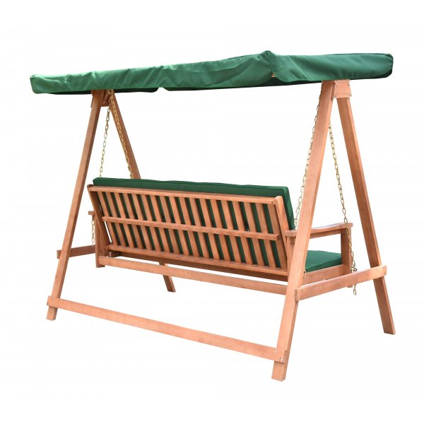 Sammenleggbar hengekøye i tre med grønt tak Sammenleggbar hengekøye i tre med grønt tak