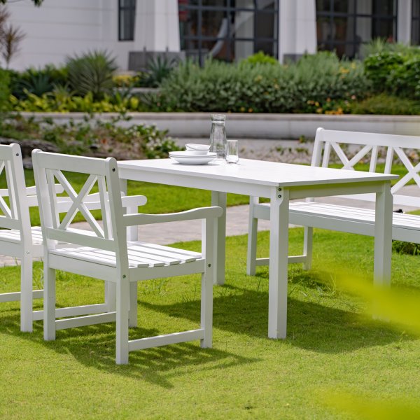 Utend�rs spisebord Bohus hvitt 135 cm