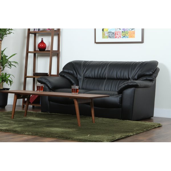 Sofa 2-seter svart kunstskinn - Dominic