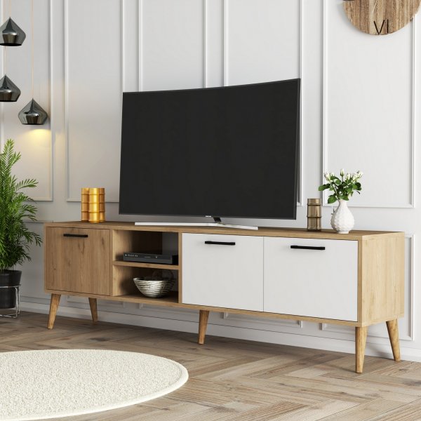 Exxen TV-benk 180 cm - Eik/hvit Exxen TV-benk 180 cm - Eik/hvit