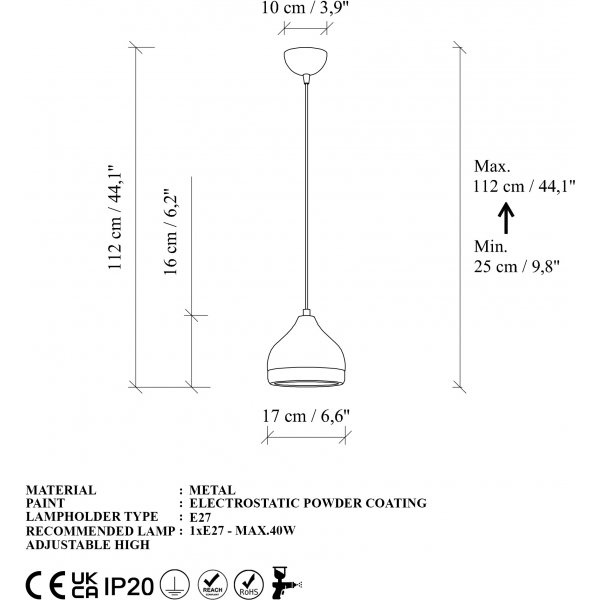 Yildo taklampe 6868 - Hvit/gull Yildo taklampe 6868 - Hvit/gull
