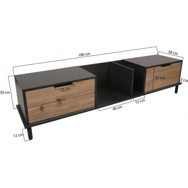 Ibiza mediebenk - Eik/antrasitt Ibiza mediebenk - Eik/antrasitt