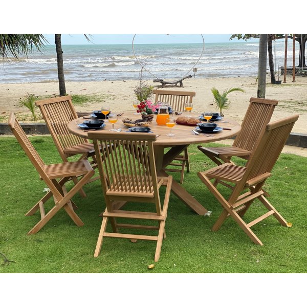 Edsta rundt spisebord 150 cm - Teak + Treolje til møbler Edsta rundt spisebord 150 cm - Teak + Treolje til møbler