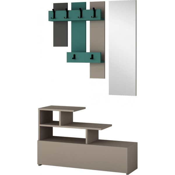 Vesty gangmøbel - Lys mokka/turkis Vesty gangmøbel - Lys mokka/turkis