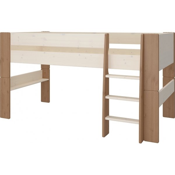 For barn loftseng 90 x 200 cm - Hvitkalket/gr�/brun