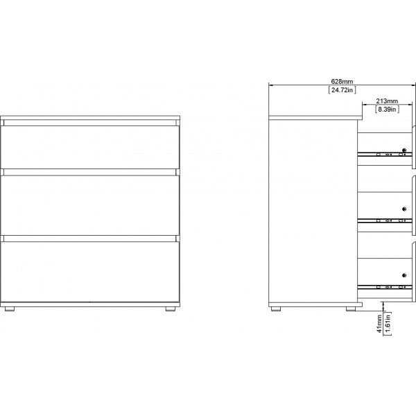 Nova kommode med 3 skuffer - Eik Nova kommode med 3 skuffer - Eik