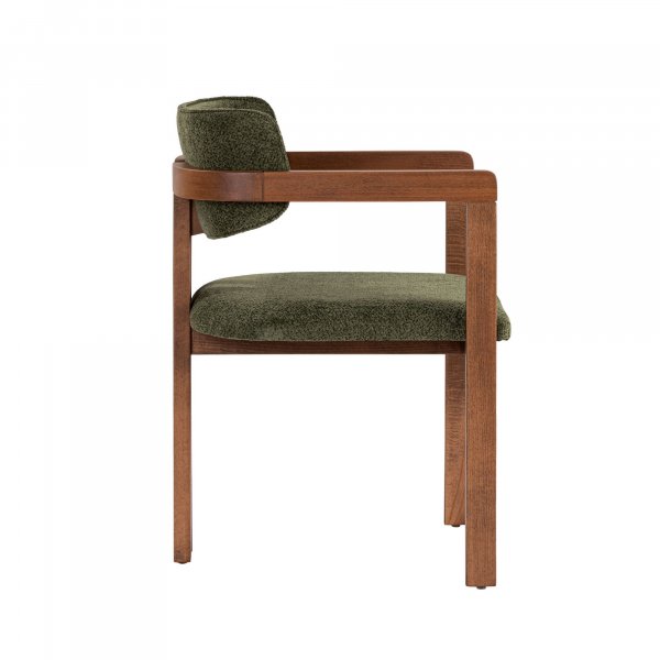 Lenestol Torpin i grønn chenille og valnøtt Lenestol Torpin i grønn chenille og valnøtt