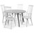 Rosvik spisegruppe grått rundt bord med 4 hvite Dalsland stokkstoler