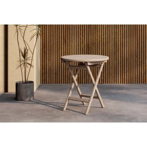 Kafebord Kenya �70 cm - hvitkalket teak