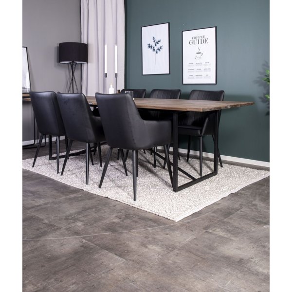 Spisebord Herrljunga 250 cm - Svart / Mrk Teak