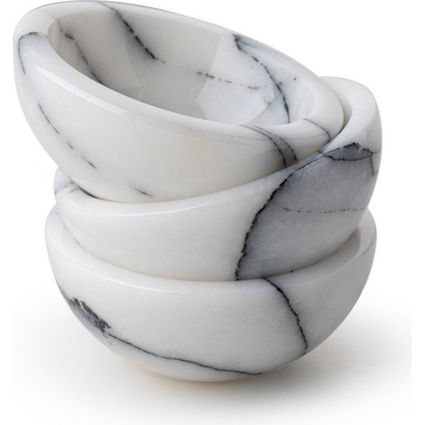 Skåler i hvit marmor fra Sicilia 3 stk Skåler i hvit marmor fra Sicilia 3 stk