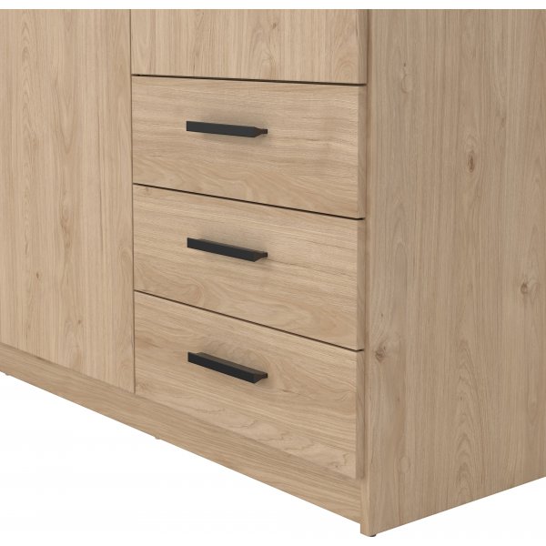 Sprint garderobe med 3 d�rer og 3 skuffer - Hickory