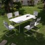 Holmsund matvaregruppe; bord 180x80 cm med 6 stoler - hvitt