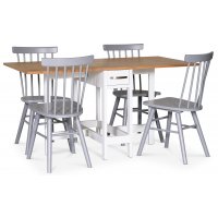 Fårö spisegruppe; Fårö klaffbord med 4 grå Orust pinnestoler Fårö spisegruppe; Fårö klaffbord med 4 grå Orust pinnestoler