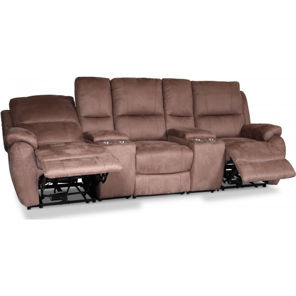 Enjoy Hollywood Biosofa - 3-seter recliner (el) i brunt mikrofiber Enjoy Hollywood Biosofa - 3-seter recliner (el) i brunt mikrofiber