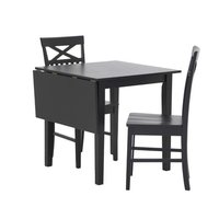 Spisegruppe: Sander bord med klaff - Svart - 75/110 cm + stoler Spisegruppe: Sander bord med klaff - Svart - 75/110 cm + stoler