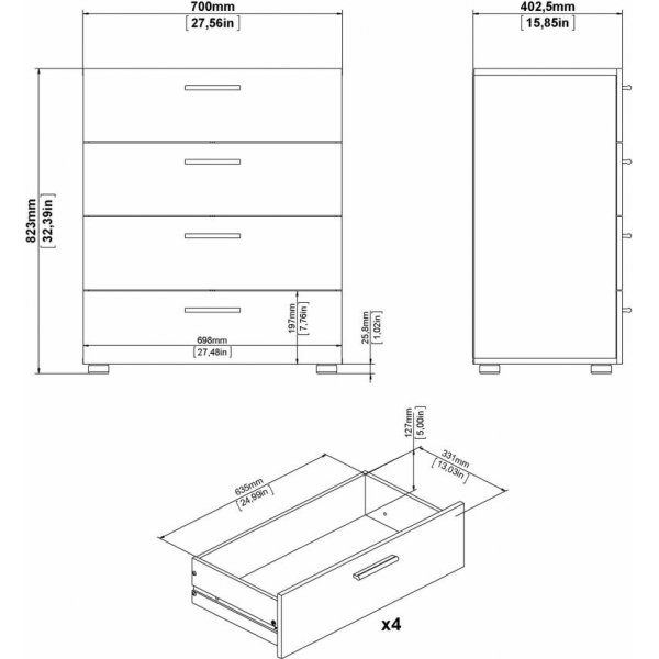 Pepe bred kommode med 4 skuffer - Sort Pepe bred kommode med 4 skuffer - Sort