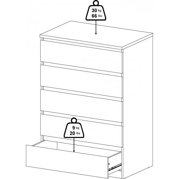 Naia kommode med 5 skuffer - Trffel