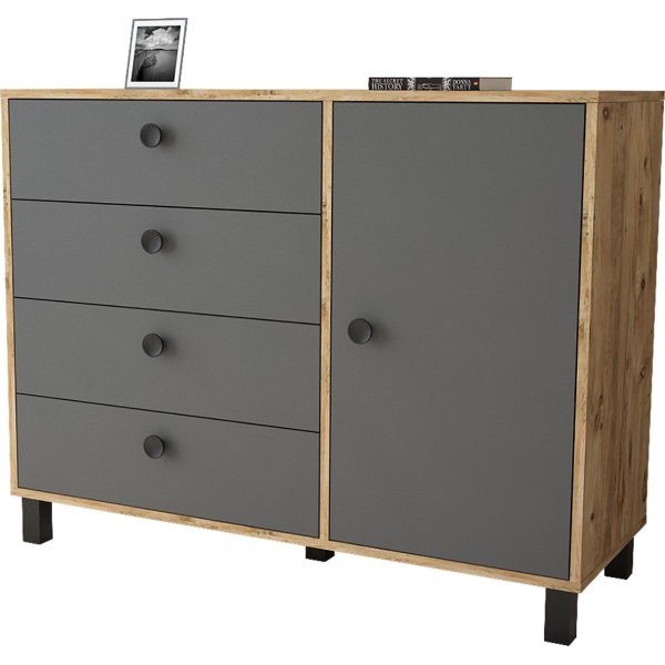 Vilamo kommode 81 - Furu/antrasitt Vilamo kommode 81 - Furu/antrasitt