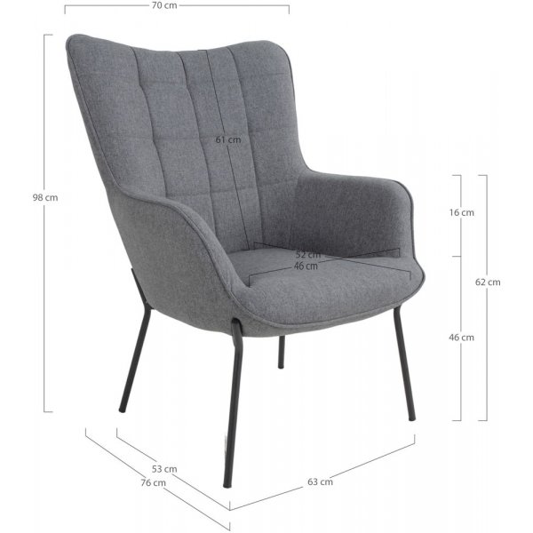 Glasgow lenestol - gr�/svart