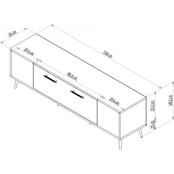 Detas TV-stativ 150 cm - Hvit/s�lv
