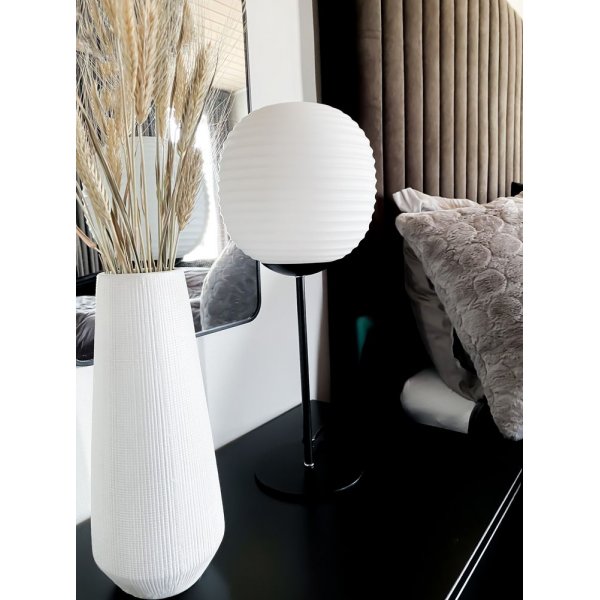 Bordlampe Rille - Svart/opalhvit