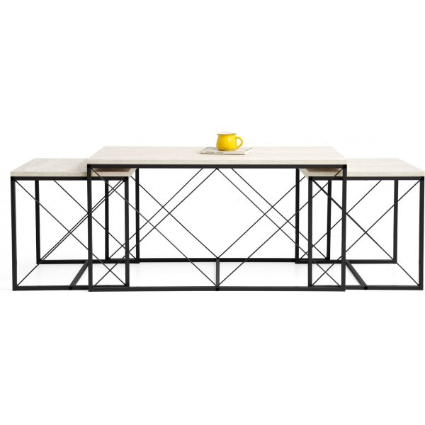 Defne salongbordsett - Sort/marmor Defne salongbordsett - Sort/marmor