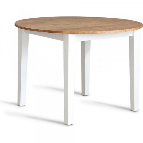 Spisesett: Dalar�s rundt spisebord hvit/oljet eik inkl. 4 Karl kurvstoler