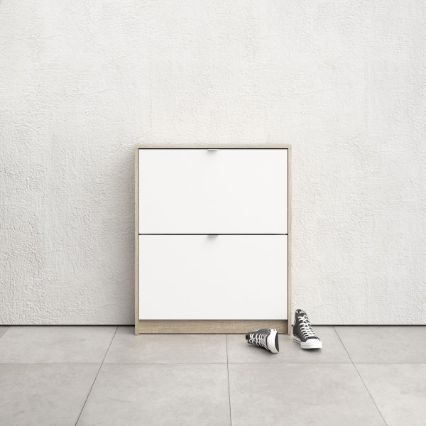 Sko skoskap med 2 rom - Eik/hvit Sko skoskap med 2 rom - Eik/hvit