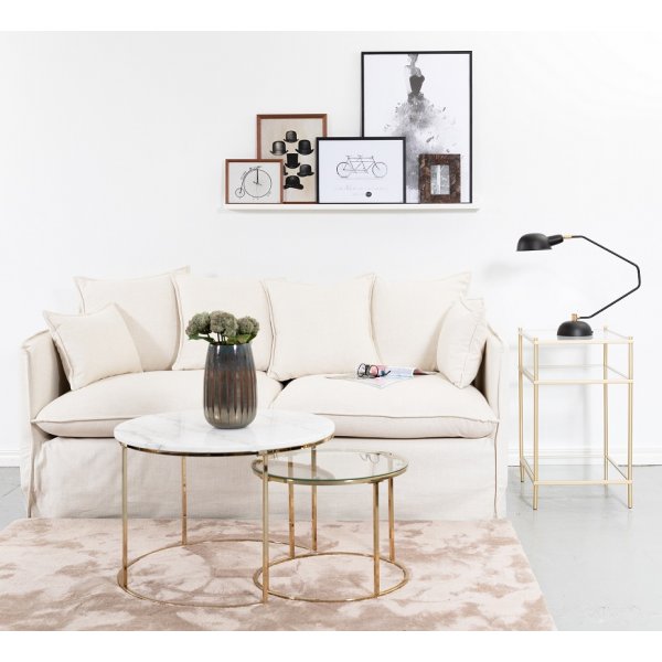 Tiffany satsbord - Hvit marmor / Messing